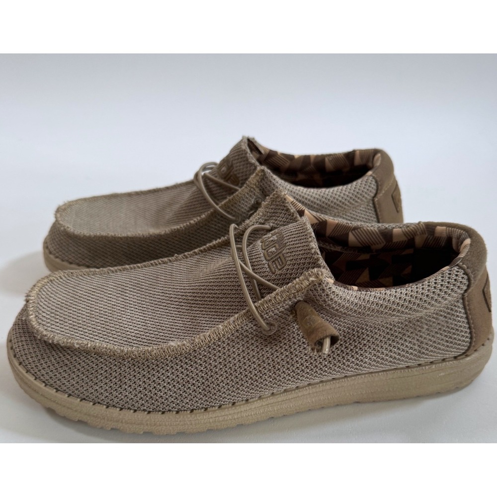 Hey Dude Wally Sox Men's 10 Beige Tan Knit Slip On Loafer Shoes 110350500 - Picture 4 of 9